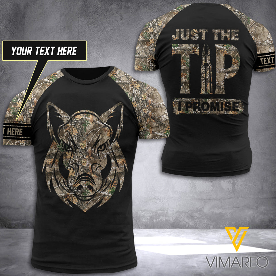 BOAR HUNTING CAMO CUSTOMIZE T SHIRT 3D PRINTED TIP