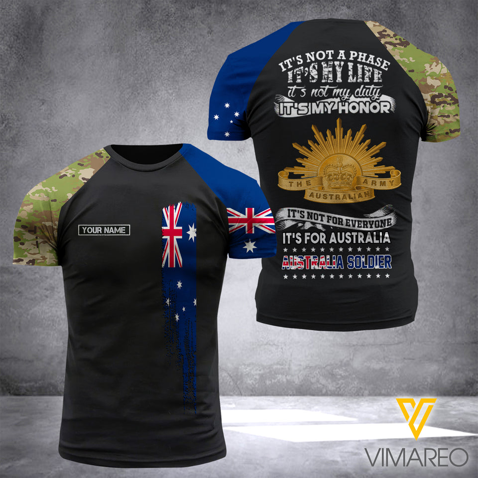 Customized Australian Soldier 3D Printed Shirt EZD0707