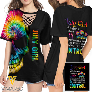 KHMD JULY GIRL CONTROL 3D Printed Lace up T-Shirt 2106