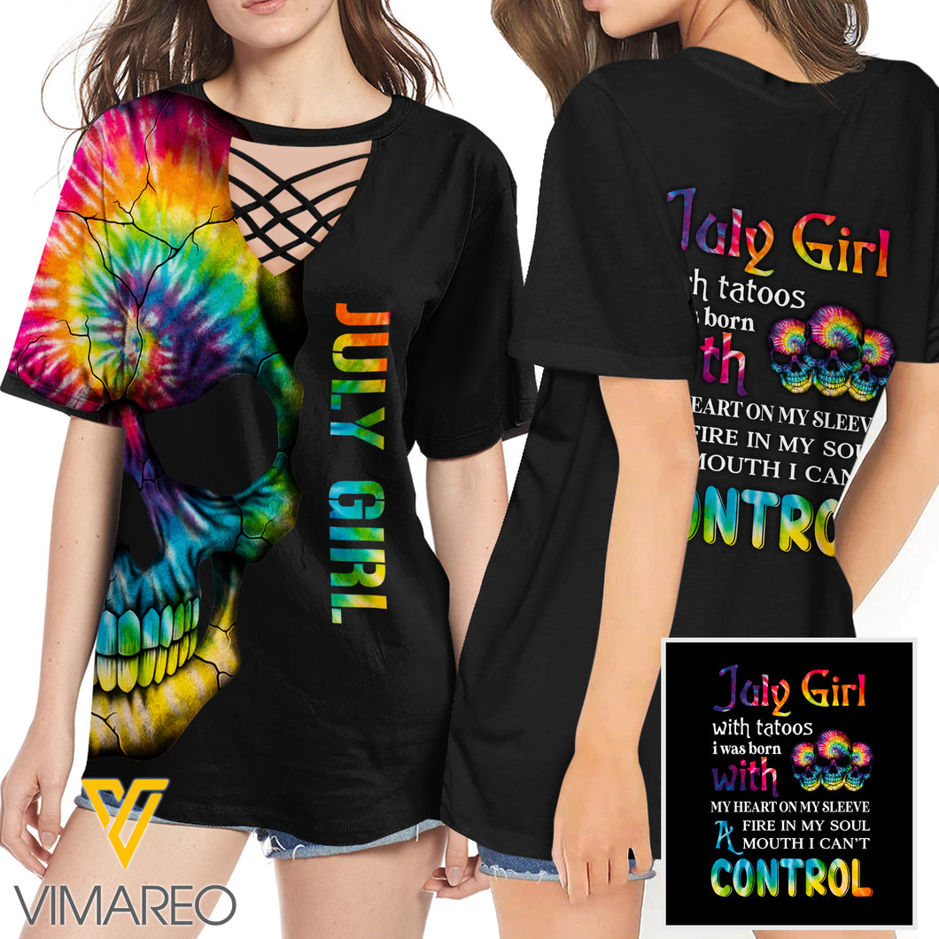 KHMD JULY GIRL CONTROL 3D Printed Lace up T-Shirt 2106