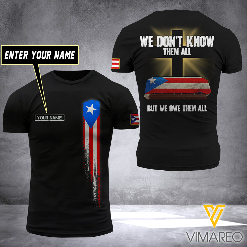 Customized Puerto rico 3D PRINTED SHIRT 1707D