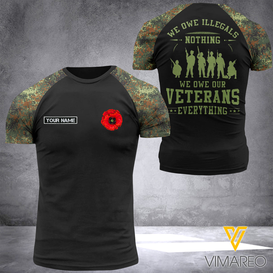 GERMAN VETERAN WE OWE CAMO CUSTOMIZE T SHIRT 3D PRINTED