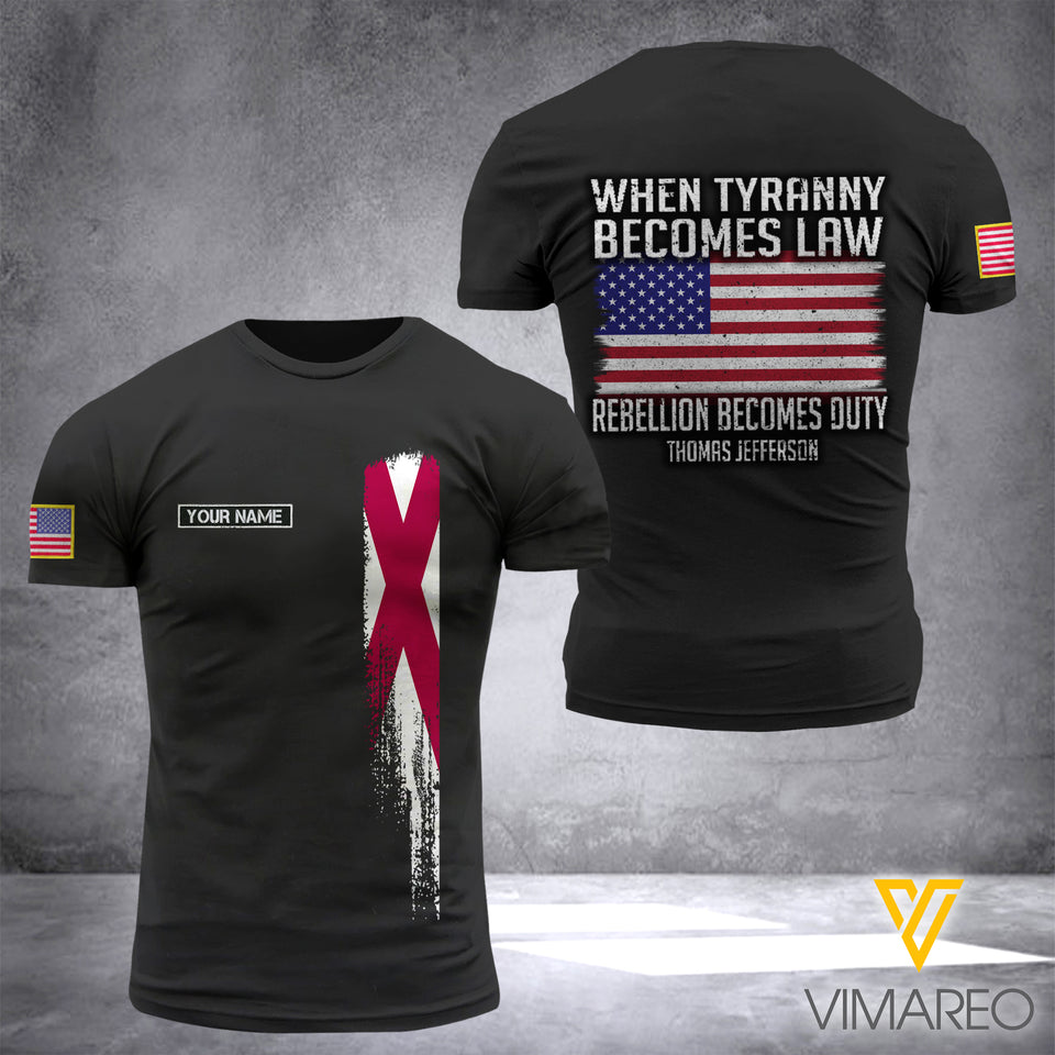 KHMD Customized WTPP BECOMES LAW ALABAMA 3D Printed Shirt 0604