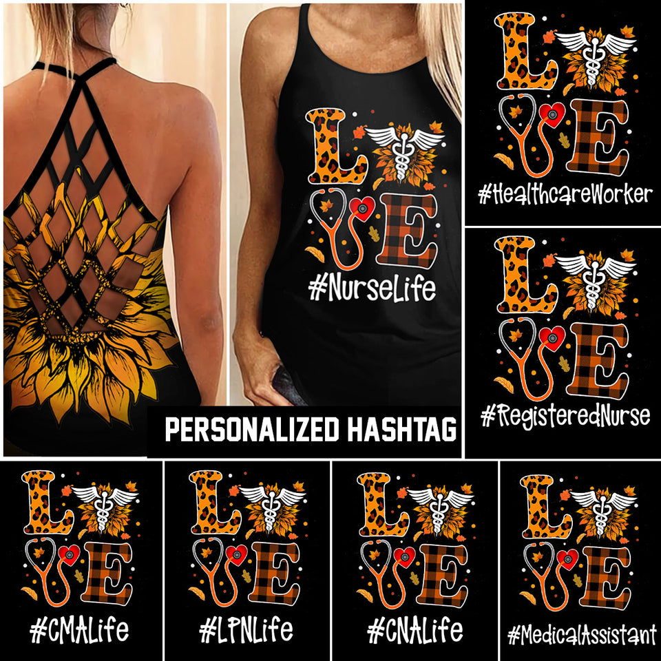 Nurse life personalized CRISS-CROSS OPEN BACK CAMISOLE TANK TOP