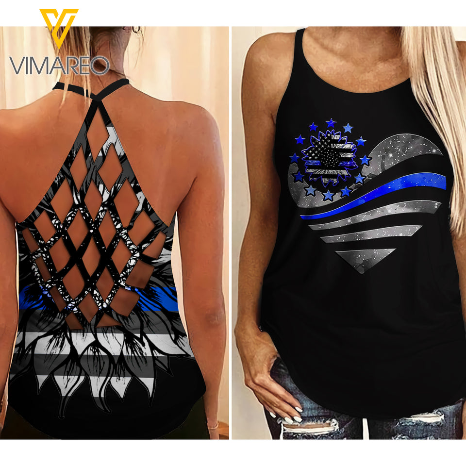 Blue Girl Criss-Cross Open Back Camisole Tank Top TSWEG4