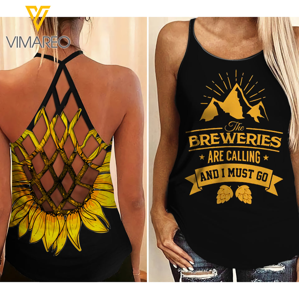 Breweries Criss-Cross Open Back Camisole Tank Top GFEFJ