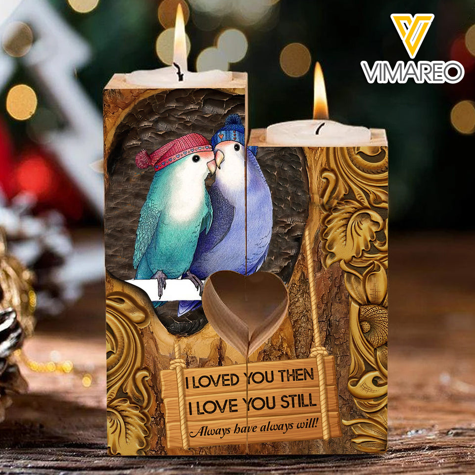 I Love You Forever And Always Couple Bird Candle Holder
