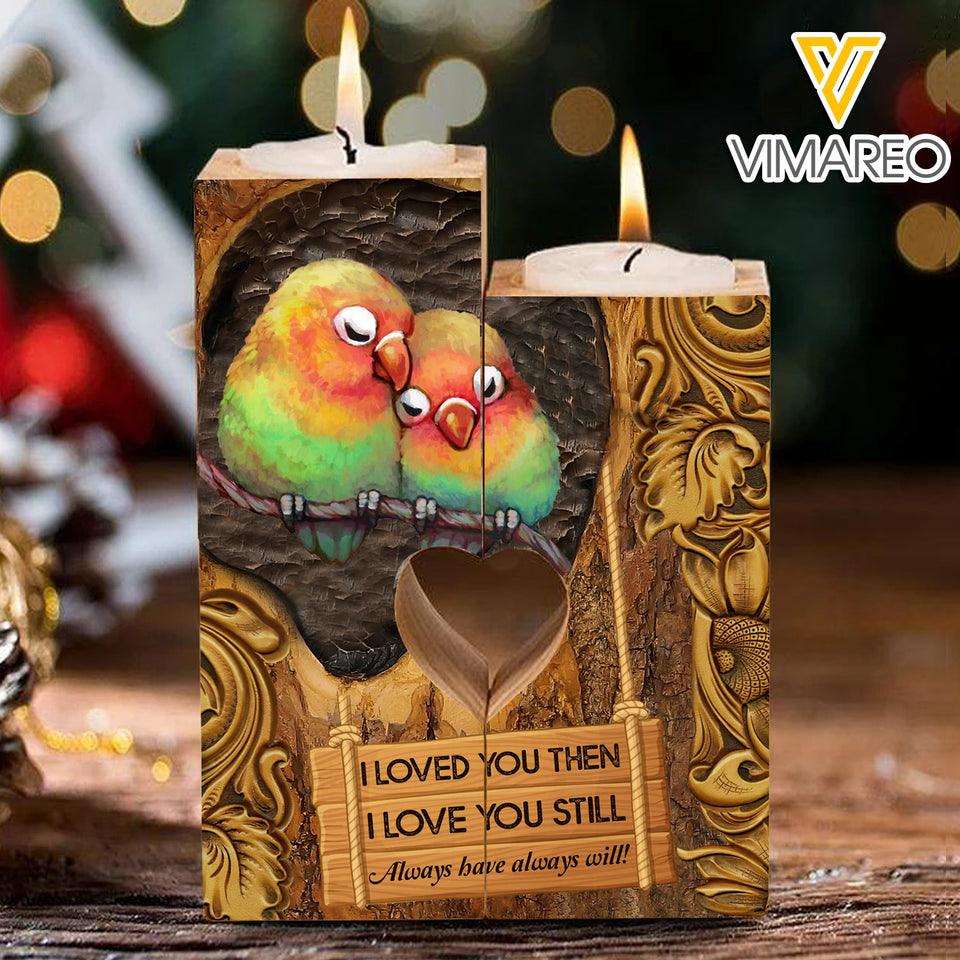 I Love You Forever And Always Couple Bird Candle Holder