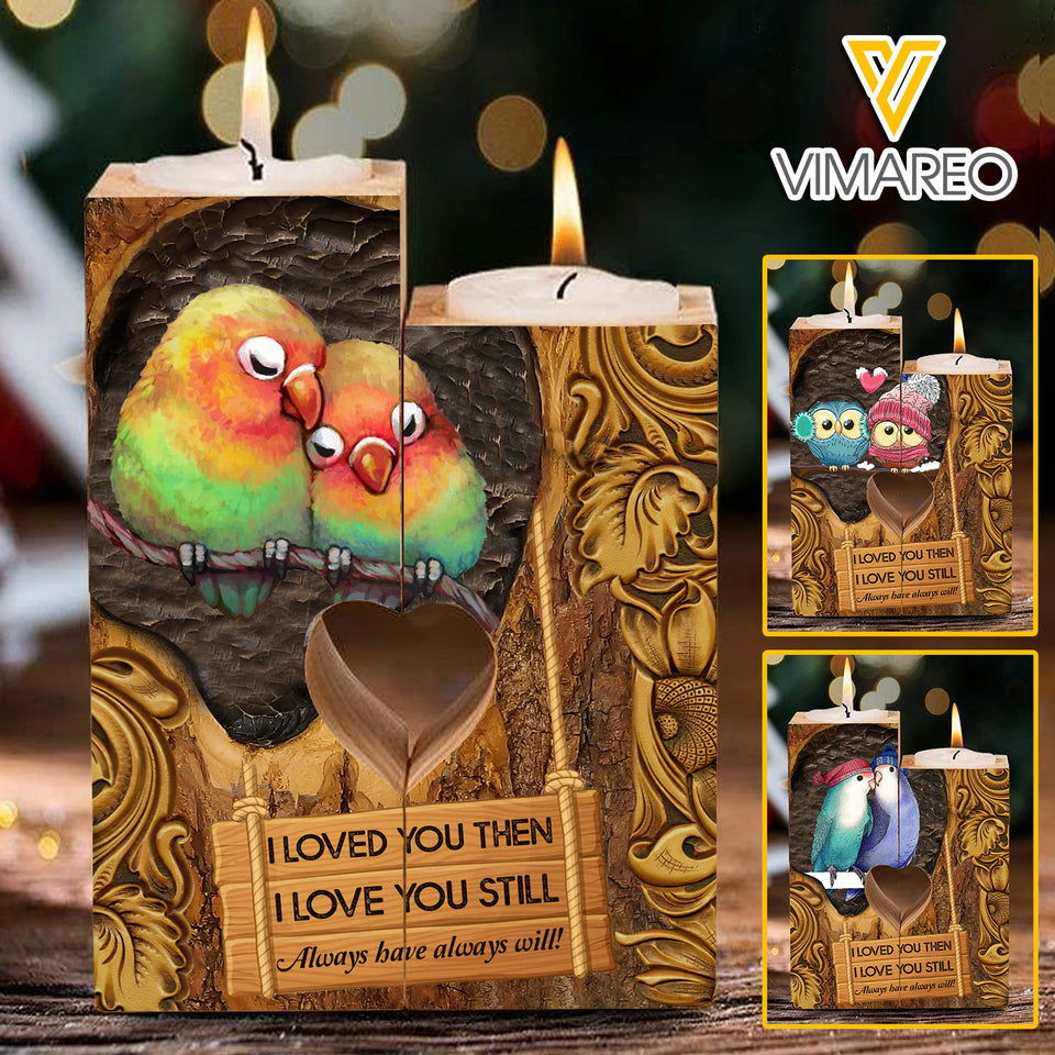 I Love You Forever And Always Couple Bird Candle Holder