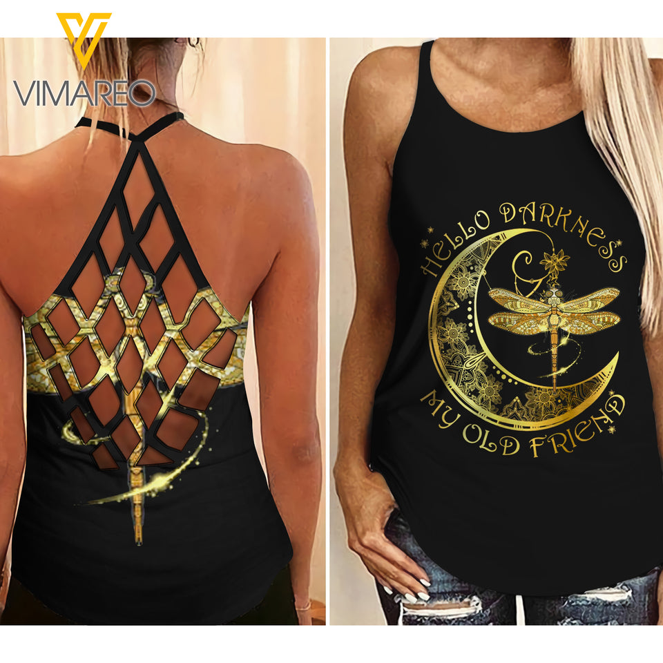Dragonfly Criss-Cross Open Back Camisole Tank Top DTCJEW3
