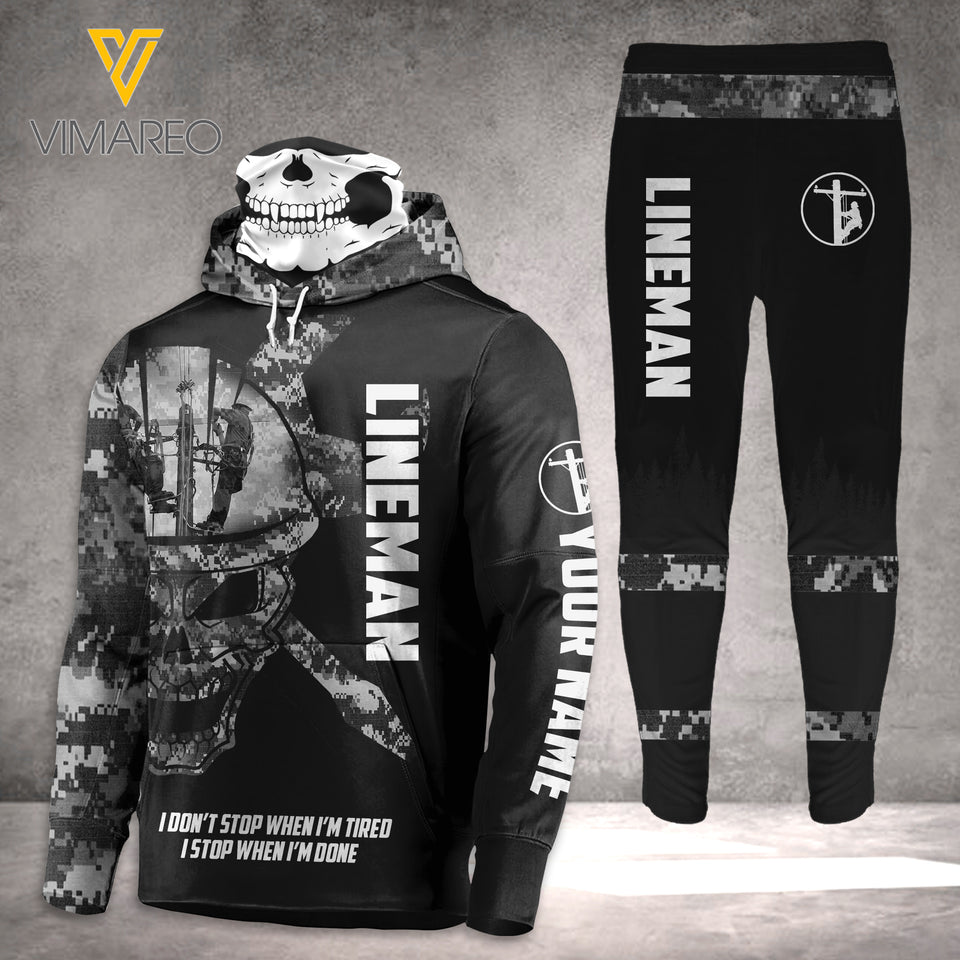 PERSONALIZED LINEMAN MASK HOODIE COMBO 3D PRINTED LC