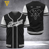 KHMD BASEBALL WHY BECAUSE Jersey  SHIRT 3D PRINTED 0605