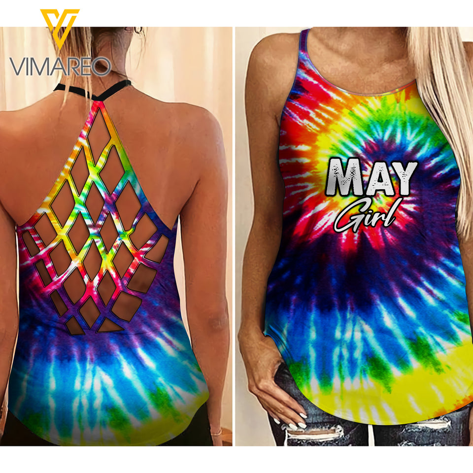 May Girl Criss-Cross Open Back Camisole Tank Top Legging TDWT