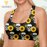 Sunflower skul lover 3D printed Sport bra