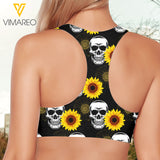 Sunflower skul lover 3D printed Sport bra