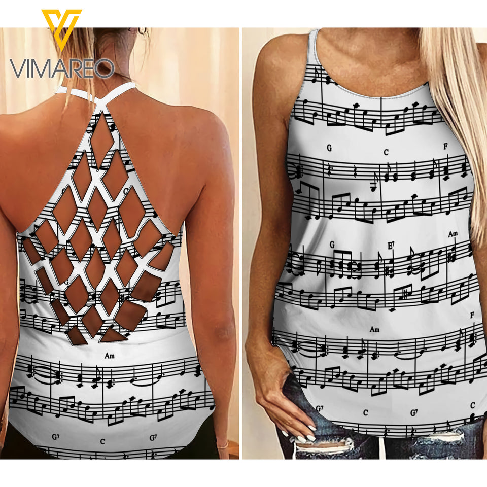 Music St Criss-Cross Open Back Camisole Tank Top QSERD