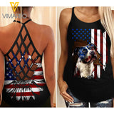 Pit Bull Dog Criss-Cross Open Back Camisole Tank Top LMBER