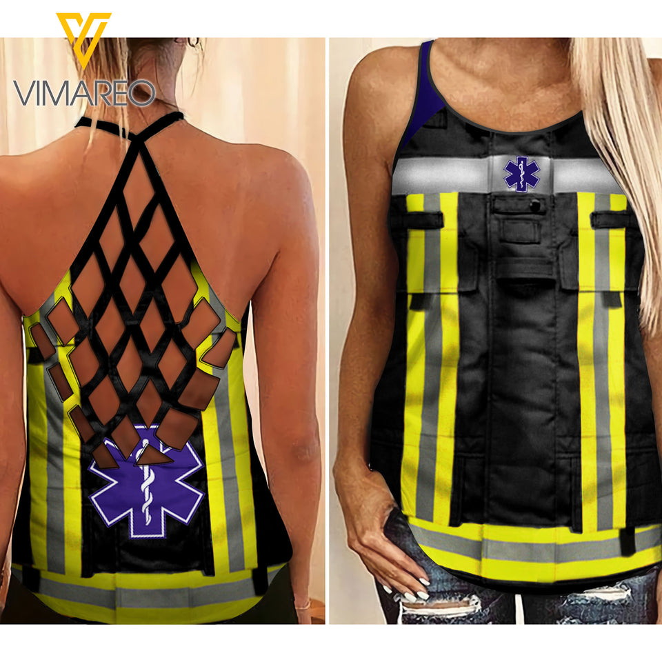 PARAMEDIC Criss-Cross Open Back Camisole Tank Top Legging TMT COMFOR