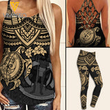 Polynesian Criss-Cross Open Back Camisole Tank Top Legging TSUCE5
