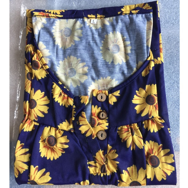 Women's Sunflower Printed T-shirt Summer
