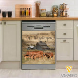 Red Angus Cattle Kitchen Dishwasher Cover Gate Open