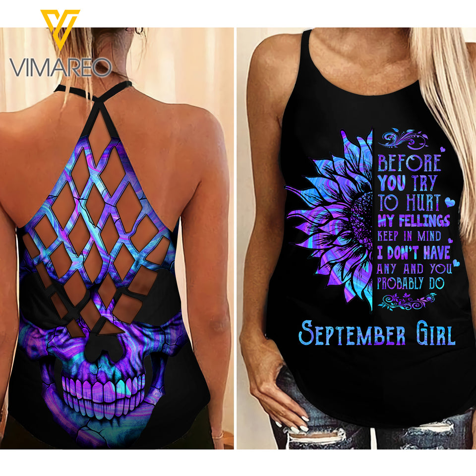 September Girl Criss-Cross Open Back Camisole Tank Top GHMFL
