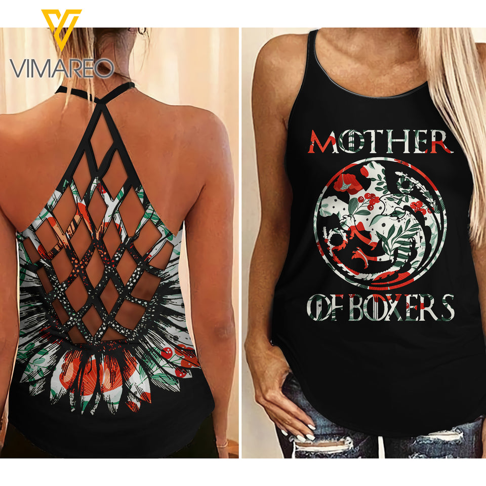 MORTHER BOXER DOG CRISS-CROSS TANK TOP LEGGING