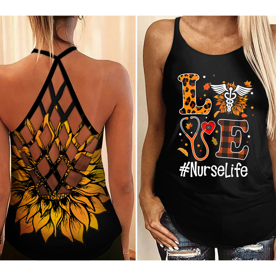 Nurse life personalized CRISS-CROSS OPEN BACK CAMISOLE TANK TOP