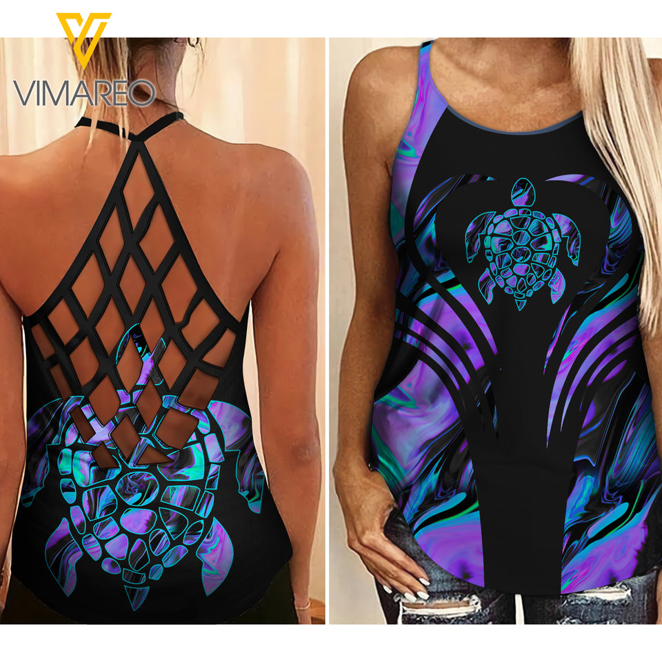 Turtle Criss-Cross Open Back Camisole Tank Top MRRD