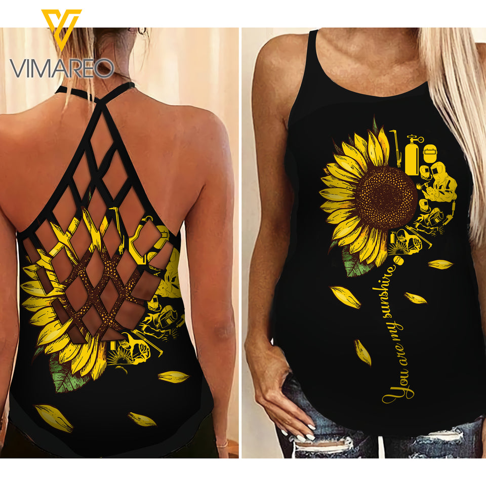 Welder Criss-Cross Open Back Camisole Tank Top XMDEY