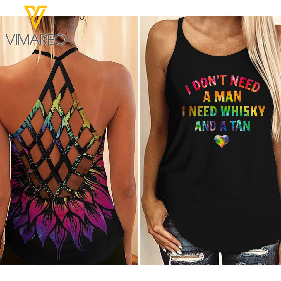 Whisky Criss-Cross Open Back Camisole Tank Top YGEHS
