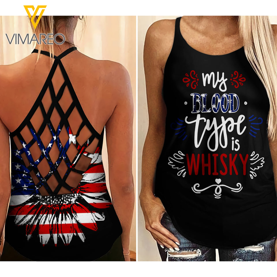 Whisky Criss-Cross Open Back Camisole Tank Top KTYET