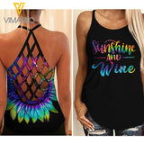 Wine Criss-Cross Open Back Camisole Tank Top NVGEI